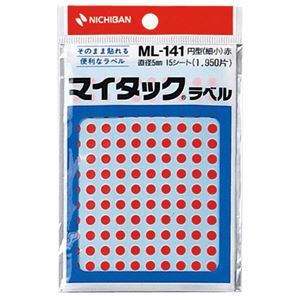 （まとめ） ニチバン マイタック カラーラベル 円型 直径5mm 赤 ML-1411 1パック（1950片：130片×15シート） 【×30セット】 (代引不可)