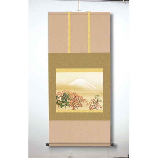 【横山大観生誕150年】富士図・富士絵画・高精彩特色技術絵■横山大観　霊峰富士掛軸(尺五)　日本心神 (代引不可)