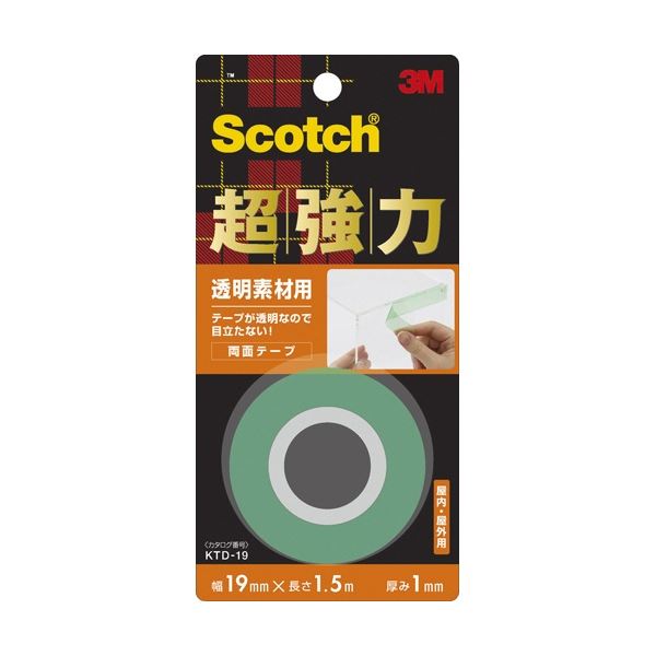 (まとめ) 3M スコッチ超強力両面テープ 透明素材用 19mm×1.5m KTD-19 1個 【×5セット】 (代引不可)