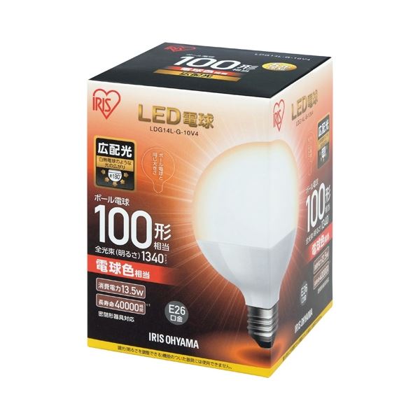 (まとめ) アイリスオーヤマ LED電球100W ボール球 電球 LDG14L-G-10V4【×5セット】 (代引不可)