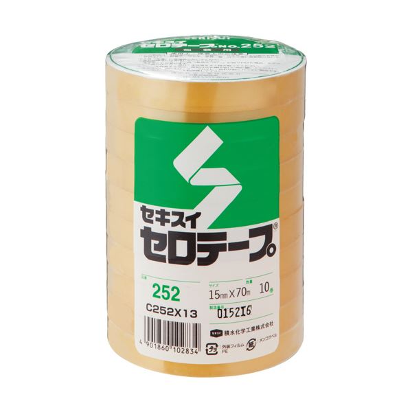 (まとめ) 積水化学 セロテープ No.252 15mm×70m C252X13 1パック(10巻) 【×10セット】 (代引不可)