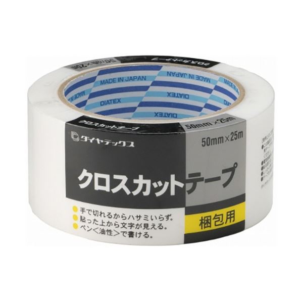 (まとめ) ダイヤテックス クロスカットテープ 50mm×25m ホワイト TO1012 1巻 【×20セット】【送料無料】 (代引不可)
