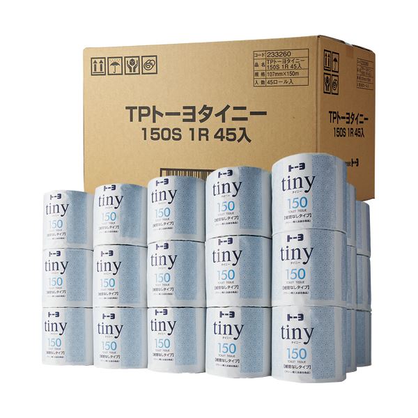 トーヨ タイニー業務用 個包装 シングル 芯なし 150m 1セット（135ロール：45ロール×3ケース） (代引不可) 13,490円