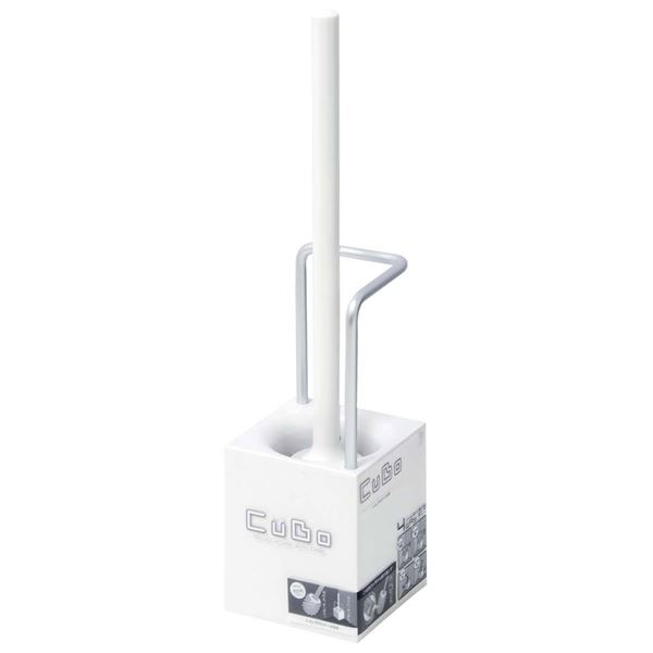 トイレブラシセット/トイレ掃除用品 【ホワイト 20個セット】 9×9×25cm ケース付き キューボ 〔お手洗い レストルーム〕 (代引不可)