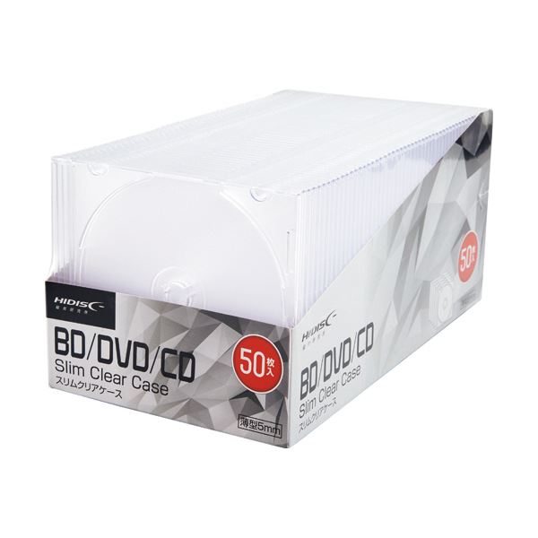 (まとめ)ハイディスク CD/DVDケース 1枚収納 5mmスリムケース クリア ML-CD05S50PCR 1パック(50枚)【×5セット】 (代引不可)