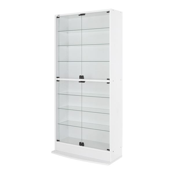 コレクションケース/収納棚 【ワイド ハイタイプ 本体 奥行29cm ホワイト】 幅83.1cm 強化ガラス扉 棚板 【組立品】 (代引不可)