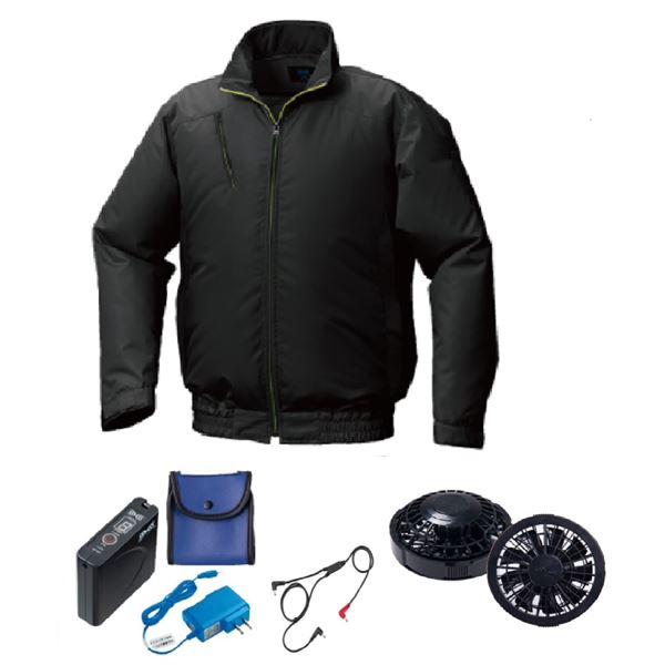 KU92010 空調服 R ポリエステル製 カジュアル FAN2200B・RD9261・LISUPER1セット ブラック LL【送料無料】 (代引不可)