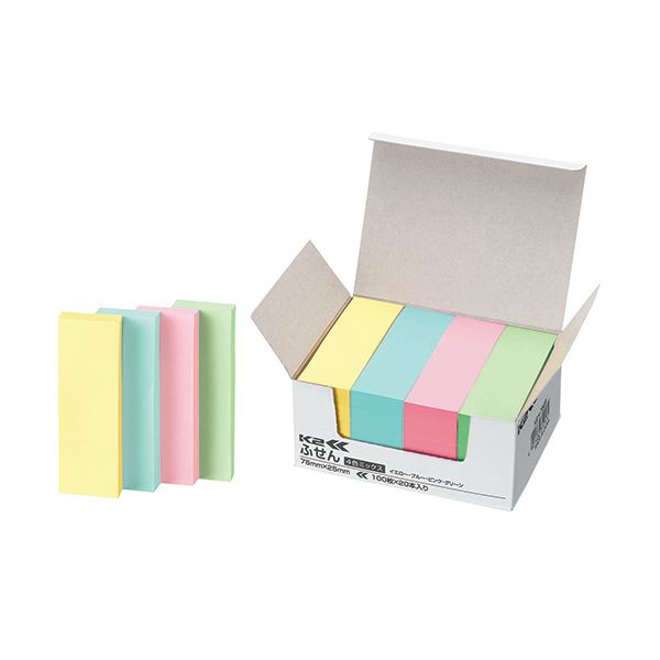 (まとめ) コクヨ ふせん（K2） 75×25mm4色ミックス K2メ-7525 1パック（20冊） 【×10セット】 (代引不可)