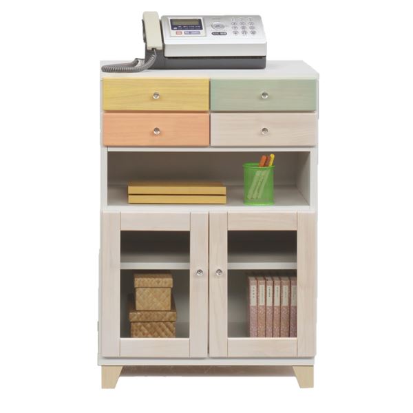 キャビネット 収納棚 幅60cm マルチカラー 日本製 木製 扉収納 脚付き ベッドルーム 寝室 リビング 完成品 (代引不可)|リコメン堂