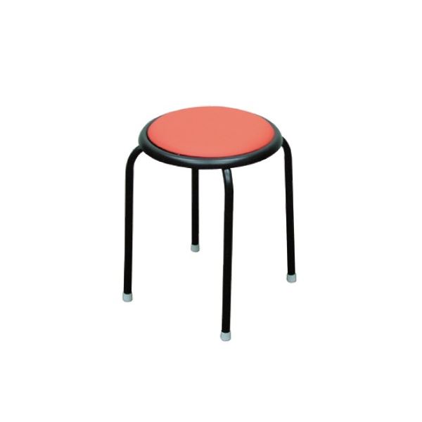 シンプル スタッキングチェア 【同色10脚セット レッド×ブラック】 幅32cm 日本製 スチールパイプ 『サークルチェア』 (代引不可)