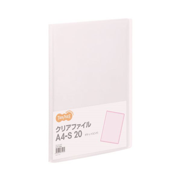 TANOSEE クリアファイル A4タテ 20ポケット 背幅14mm ピンク 1セット（80冊） (代引不可)
