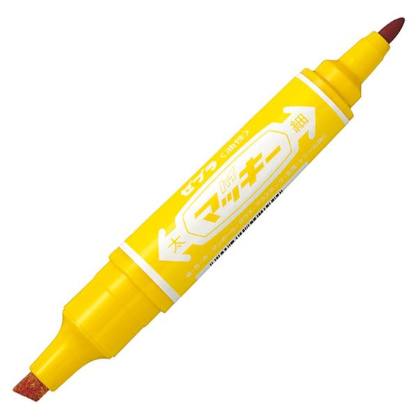 (まとめ) ゼブラ 油性マーカー ハイマッキー角芯太字+丸芯細字 黄 MO-150-MC-Y 1本 【×100セット】 (代引不可)