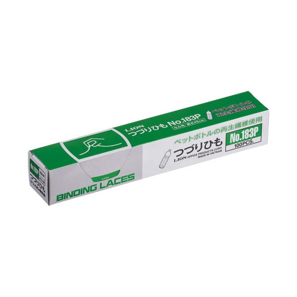 (まとめ) ライオン事務器 つづりひも 450mm セル先 再生PET繊維糸32本織 No.183P 1パック(100本) 【&times;30セット】 (代引不可)｜リコメン堂