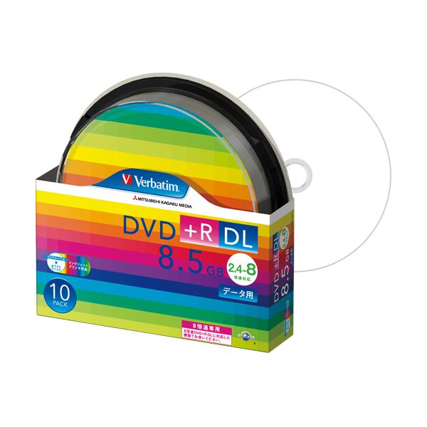 (まとめ) バーベイタム データ用DVD+R DL 8.5GB 8倍速 ワイドプリンターブル スピンドルケース DTR85HP10SV1 1パック(10枚) 【×5セット】 (代引不可)