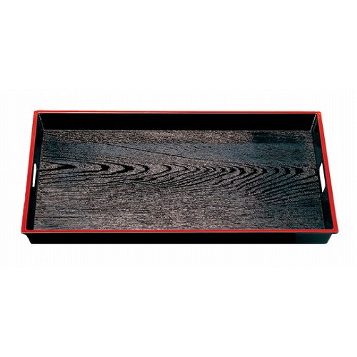 木目脇取盆 黒天朱 尺9寸 ABS樹脂 NS加工(代引不可)【送料無料】