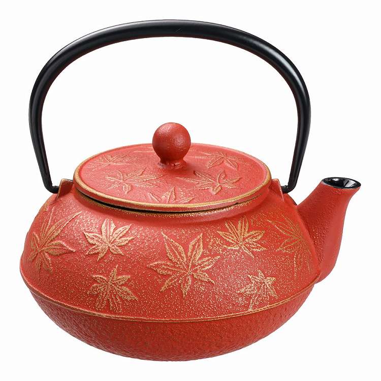 岩鋳 急須 カエデ 5型 金/赤茶(代引不可)【送料無料】