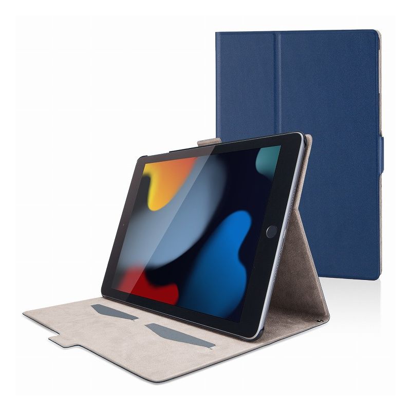 エレコム ELECOM iPad ケース 第7世代 第8世代 10.2 対応 フラップ レザー フリーアングルスタンド ApplePencil 対応 マグネットロック カードポケット スリープモード ネイビー TB-A19RWVFUNV(代引不可)【送料無料】【メール便（ネコポス）】