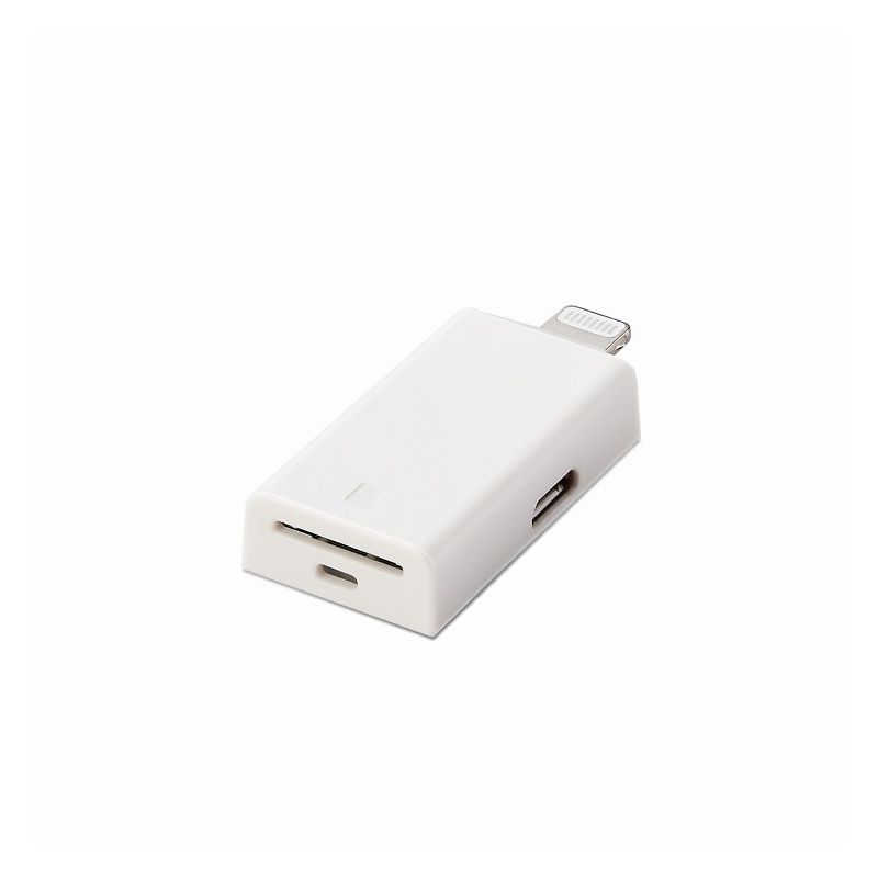 Lightningカードリーダー メモリーカードリーダー Lightningコネクタ マイクロSD Type-C変換アダプタ付 iPhone コンパクト ストラップホール付 ホワイト MR-LD102WH(代引不可)【送料無料】【メール便（ネコポス）】