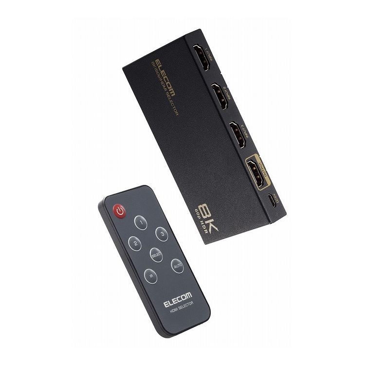 HDMI 切替器 3入力1出力 8K 60Hz 4K 120Hz HDMI2.1 手動 / 自動 切り替え器 リモコン付き セレクター ブラック DH-SW8KP31BK(代引不可)【送料無料】