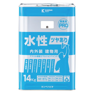 カンペハピオ 水性ツヤあり建物用PRO 白 14K #00447650013140(代引不可)【送料無料】|リコメン堂