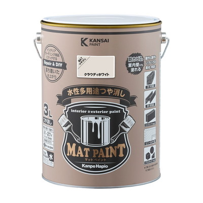 カンペハピオ マットペイント クラウディホワイト 3L(代引不可)【送料無料】