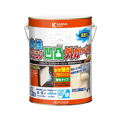カンペハピオ 水性シリコン凹凸外かべ用 ホワイト 4K #00437654013040(代引不可)【送料無料】