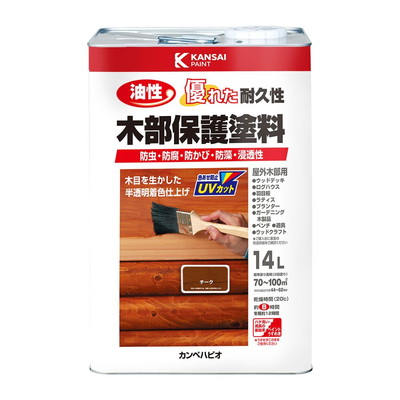 カンペハピオ 油性木部保護塗料 チーク 14L #00237643511140(代引不可)【送料無料】|リコメン堂