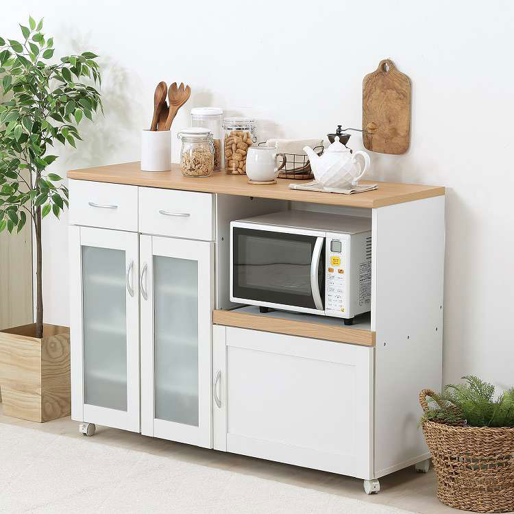 キッチンカウンター サージュ WH&times;NA 120幅(96820)(代引不可)【送料無料】｜リコメン堂