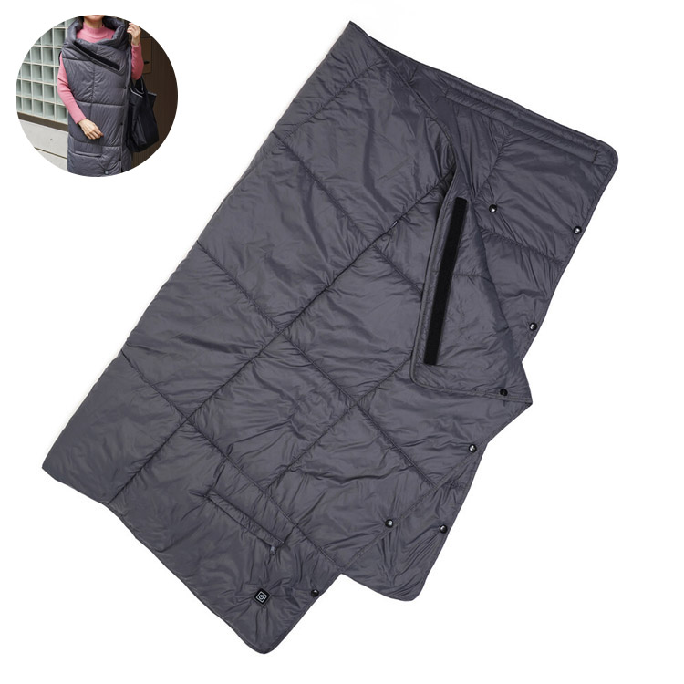 手数料安い 3wayヒーターブランケット グレー かわいい おしゃれ 暖かい 寒さ対策 防寒 代引不可 Qdtek Vn