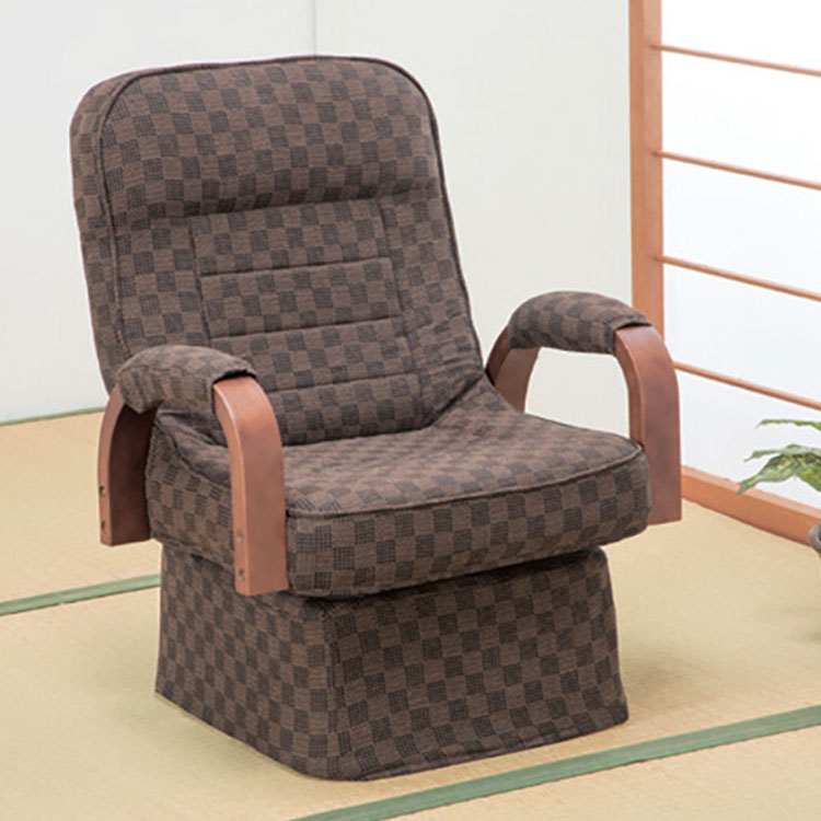 ハイタイプこたつ用高座椅子 回転式 リクライニング 肘掛けつき クッション性 疲れにくい 折りたためる 椅子(代引不可)【送料無料】