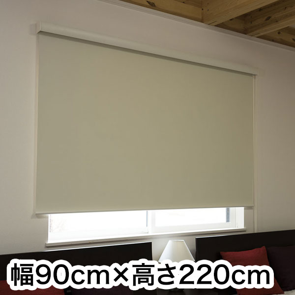 ロールスクリーン カバー付き 防炎 遮光 幅90cm×高さ220cm シンプル おしゃれ 北欧 オフィス マンション 法人 間仕切り ロールカーテン(代引不可)【送料無料】