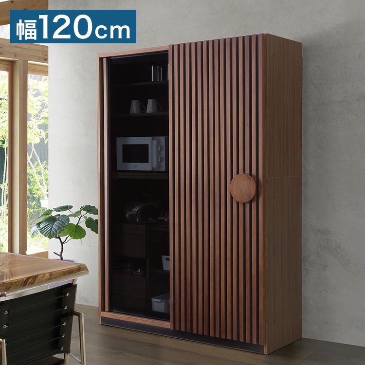 楽天市場】食器棚 キッチンボード 完成品 幅120 奥行52 高さ196 引き戸