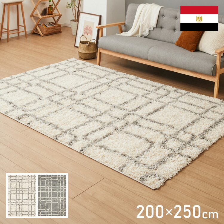 楽天市場】ラグ 200×250cm 厚手 シャギーラグ 幾何学 モダン