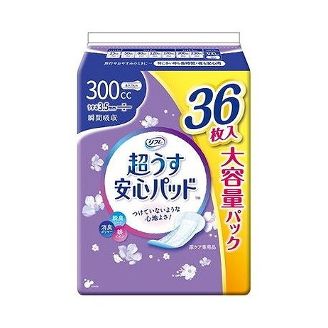 【単品5個セット】 リフレ 超うす安心パッド大容量パック300cc36枚 リブドゥコーポレーション(代引不可)【ポイント10倍】【送料無料】