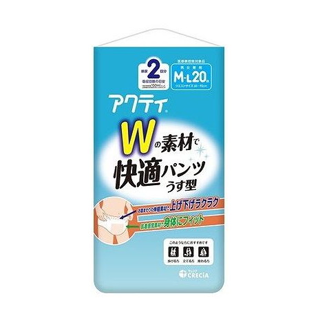 【単品6個セット】 日本製紙クレシア アクティ Wの素材で快適パンツ うす型 M-Lサイズ(代引不可)【ポイント10倍】【送料無料】