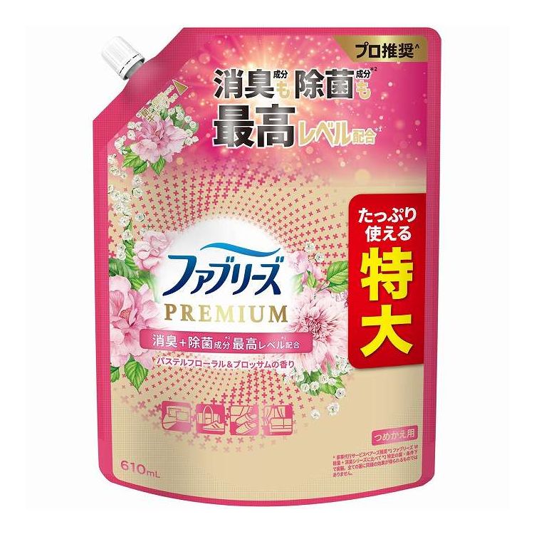 【単品9個セット】 ファブリーズW除菌+消臭プレミアムパステルフローラル&ブロッサムの香りつめかえ特大サイズ P&Gジャパン(代引不可)【ポイント10倍】【送料無料】