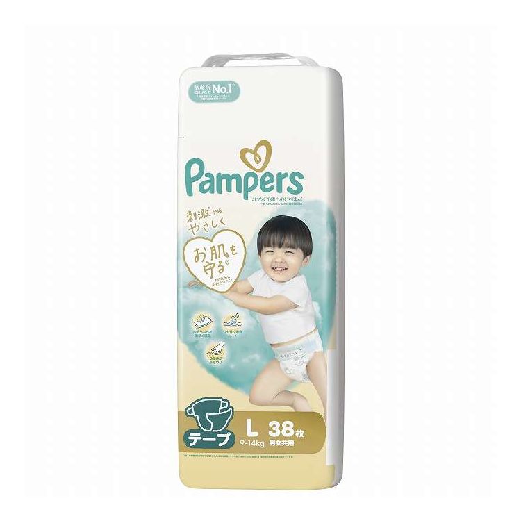 【単品6個セット】 P&Gジャパン パンパースはじめての肌へのいちばん/スーパージャンボ L 38枚(代引不可)【ポイント10倍】【送料無料】｜リコメン堂