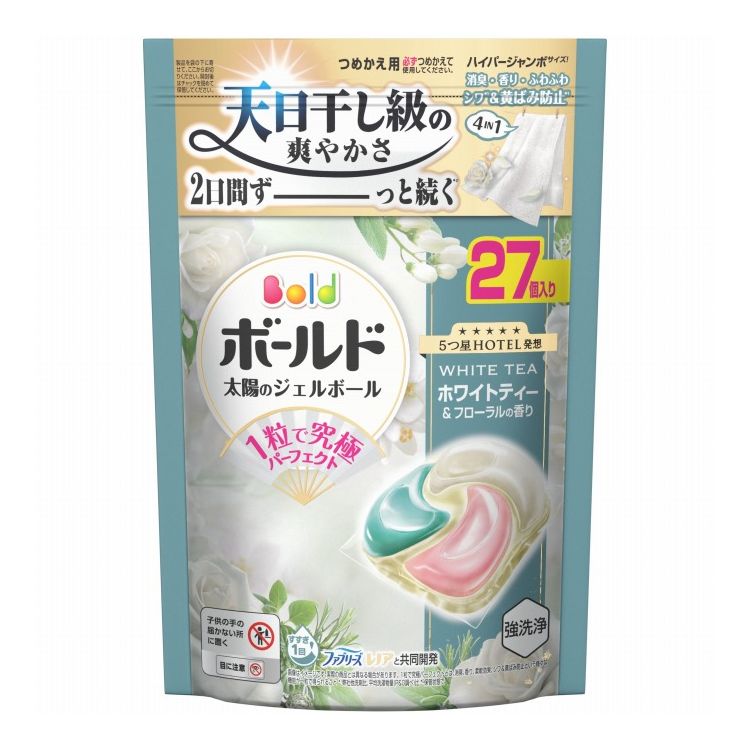 【単品8個セット】 P&Gジャパン ボールドジェルボール4D心弾けるホワイトティー&フローラルの香りつめかえハイパージャンボサイズ 27個(代引不可)【ポイント10倍】【送料無料】 7,745円