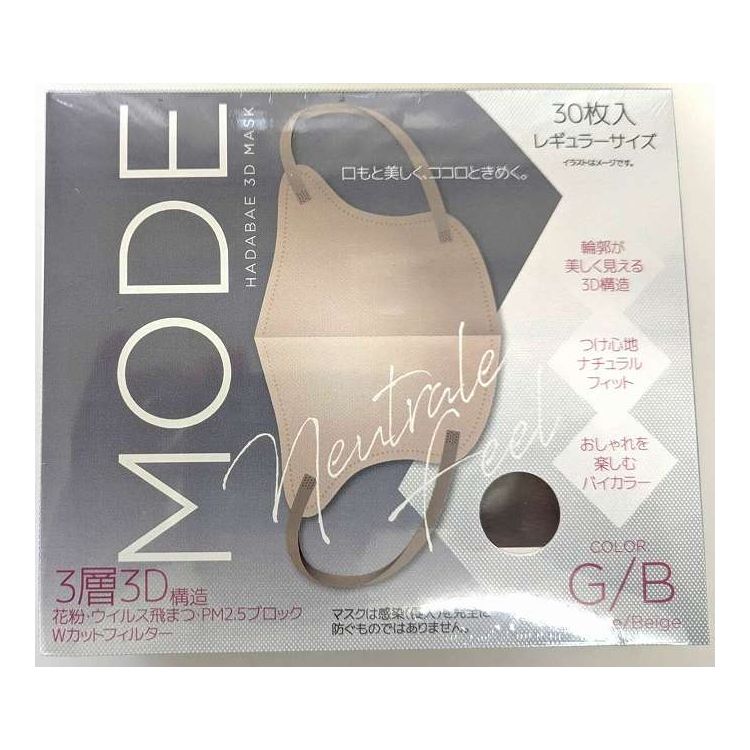 【単品12個セット】 HADARIKI 肌映え3Dマスク・モード グレージュ/ベージュ 30枚(代引不可)【ポイント10倍】【送料無料】