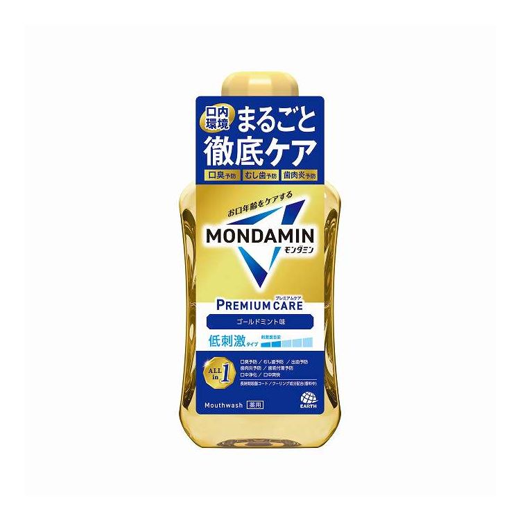 【単品18個セット】 アース製薬 モンダミン プレミアムケア ゴールドミント 600ml(代引不可)【ポイント10倍】【送料無料】