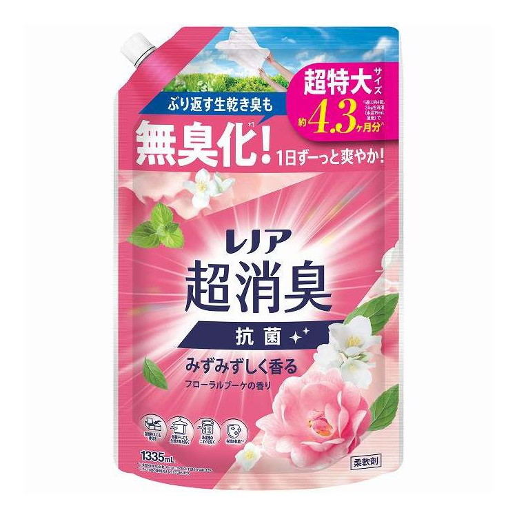 【単品5個セット】 レノア 超消臭みずみずしく香るフローラルブーケの香り つめかえ 用超特大サイズ P&G 1335ml(代引不可)【ポイント10倍】【送料無料】