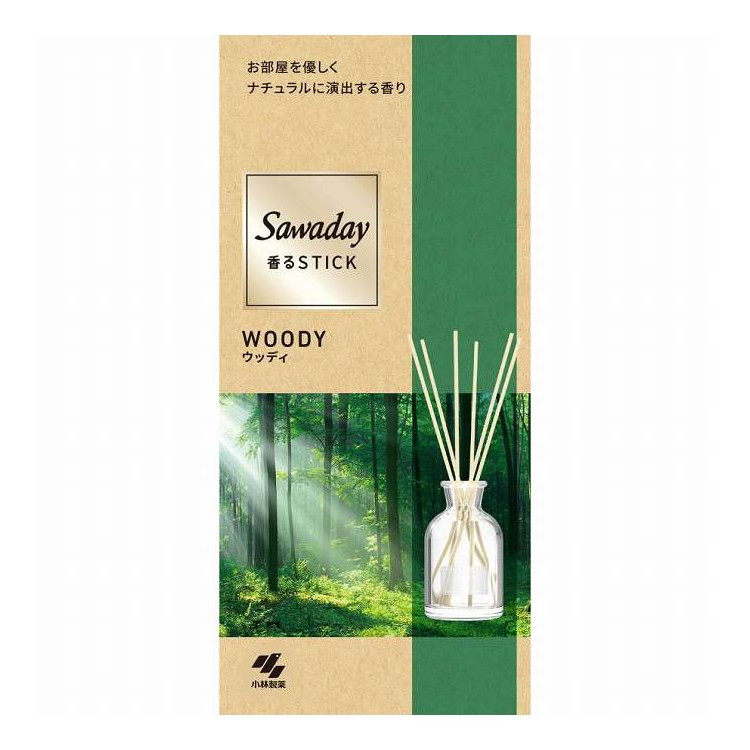 【単品18個セット】 Sawaday香るStick ウッディ 小林製薬 70ml(代引不可)【ポイント10倍】【送料無料】|リコメン堂