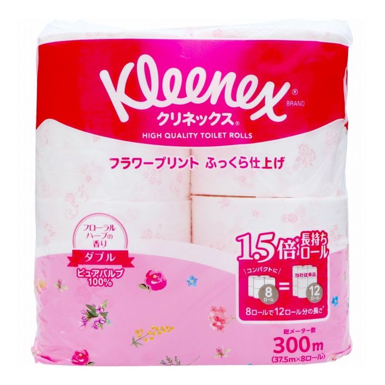 【単品20個セット】クリネックス 長持ち プリント 8ロール(ダブル)( フローラルハーブ) 日本製紙クレシア(代引不可)【送料無料】