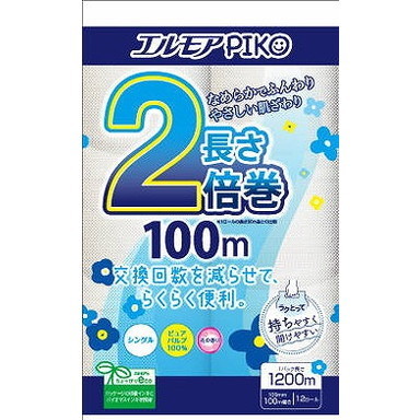 【単品10個セット】エルモア ピコ 2倍巻 12ロール シングル 100M カミ商事(代引不可)【送料無料】