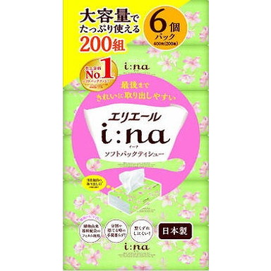 【単品18個セット】エリエールイーナティシューソフトパック200W6P 大王製紙【送料無料】