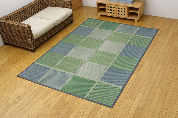 純国産 い草花ござ 『FUBUKI』 グリーン 江戸間3畳(約174×261cm)(代引き不可)【送料無料】|リコメン堂