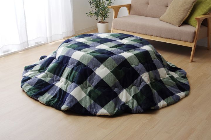 洗える こたつ布団 正方形単品 薄掛けタイプ 『ジャーナル』 グリーン 約200cm丸 こたつ布団 薄掛布団 薄掛タイプ 円形(代引不可)【送料無料】 ih-5881449.jpg