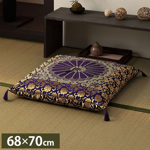 日本製 御前座布団 い草 生地 リバーシブル 盆 法事 仏前 菊柄 豪華 約68×70cm(代引不可)【ポイント10倍】【送料無料】|リコメン堂