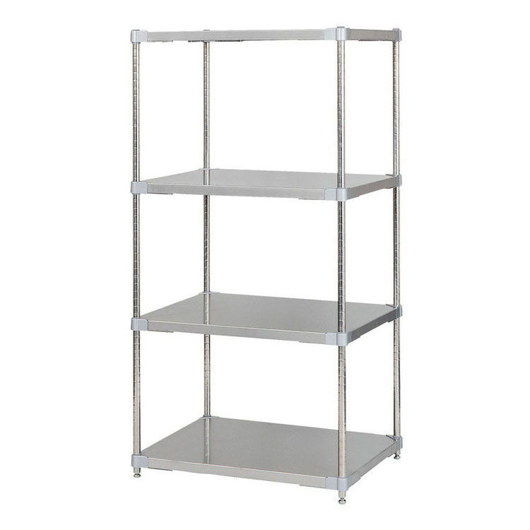【※法人様限定販売】【燕三条製】 PROFACE SUS304ステンレスソリッドシェルフ4段 600×760×1500 SUS304ステンレスポール スチールラック スチールシェルフ ラック キッチンラック レンジラック(代引不可)【送料無料】|リコメン堂