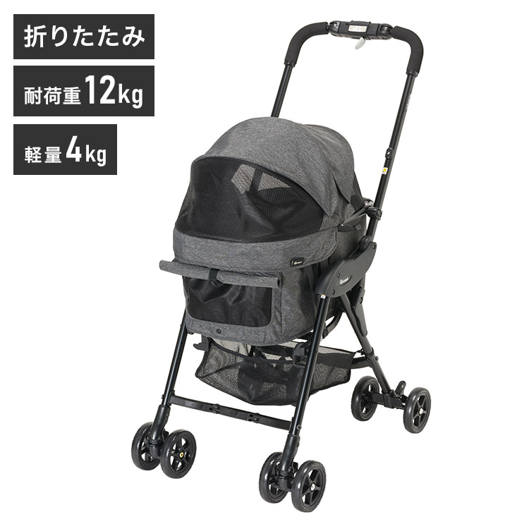コムペット ペットカート ミリミリライトα ブラック 折りたたみ 折り畳み コンパクト 軽量 ペット用 カート キャリー バギー お出かけ お散歩 犬用 猫用 コンビ compet【送料無料】